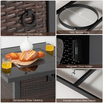 Tangkula 9PCS Furniture Set W/ 32" Fire Pit Table 50,000 BTU Square Propane Fire Pit Patio Gray 3 Tangkula 9PCS Furniture Set W/ 32" Fire Pit Table 50,000 BTU Square Propane Fire Pit Patio Gray