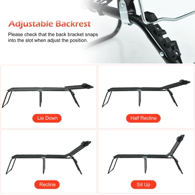 Tangkula Foldable Beach Chaise Lounge Chair W/ Pillow 8 Tangkula Foldable Beach Chaise Lounge Chair W/ Pillow - Image 6