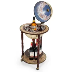 Tangkula 17" Wood Globe Bar Stand 16th Century Italian Rack Drinks Bottle Shelf Cart -Beauty house GUEST ed74632d d8d9 44d7 a2e6 ae642141382d