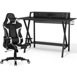 Tangkula Gaming Desk& Massage Gaming Chair Set Gamer Workstation With Headphone Hook -Beauty house GUEST ed85cde0 dcbc 43a3 aff7 3de732c57cdc