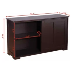 Tangkula Wood Buffet Cupboard Kitchen Storage Cabinet Sideboard W/ Sliding Door -Beauty house GUEST ee0e875d 9561 4cce b358 7d9e9e3f9ff3