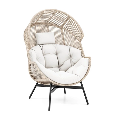 Tangkula Wicker Stationary Egg Chair Lounge Basket Sofa Chair W/ Heavy-Duty Metal Frame 6 Tangkula Wicker Stationary Egg Chair Lounge Basket Sofa Chair W/ Heavy-Duty Metal Frame - Image 4