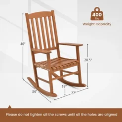 Tangkula Patio Rocking Chair W/ 400 Lbs Weight Capacity Eucalyptus Wood Porch Rocker W/ High Back -Beauty house GUEST ee9aa743 40c9 426b 8e7b 03b15e08545e