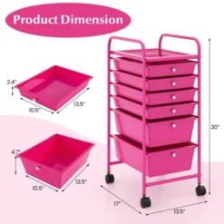 Tangkula 6 Drawer Scrapbook Paper Organizer Rolling Storage Cart For Office School Pink -Beauty house GUEST eef1cff3 fe15 4811 bf3f 7b18b73dfb30