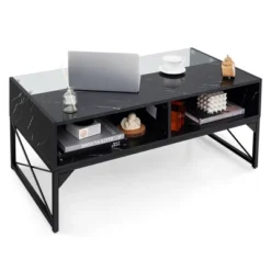 Tangkula High-gloss LED Coffee Table W/ Faux Marble & Tempered Glass Top 4 Storage Cubes 22 Tangkula High-gloss LED Coffee Table W/ Faux Marble & Tempered Glass Top 4 Storage Cubes -Beauty house GUEST ef143b22 b55f 4851 aa86 98c460a81c21