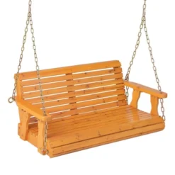 Tangkula 2-Person Porch Swing Chair Wooden Garden Swing Bench W/ Adjustable Chains -Beauty house GUEST ef3de3d5 bd0c 40aa ba78 2e432d30abcd