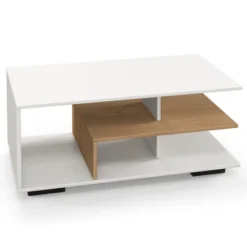 Tangkula Geometric Coffee Table W/ Storage Shelves 3-Tier Rectangular Tea Table -Beauty house GUEST ef4cafe4 89ca 4456 a551 20afc89325b6