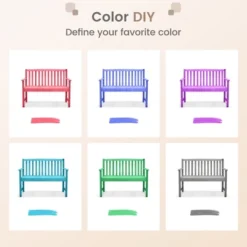 Tangkula Patio Wood Bench 2-Seat Outdoor Bench W/ Cozy Armrests & Backrest -Beauty house GUEST ef5fb424 5fd7 400c 84c9 878253ff89e3