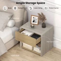 Tangkula Modern Style Nightstand 2-Tier Sofa Side Bedside Table W/ Drawer & Open Shelf -Beauty house GUEST eff0c16a 14ec 4d20 9c3b d580270119d5 1