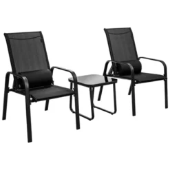 Tangkula 3PCS Patio Adjustable Back Stackable Chairs Side Table Set Bistro Set Classic Furniture Chair Set For Garden Black/Brown/Grey -Beauty house GUEST f0033eac 9d51 4da5 9239 0cf85ff2225d