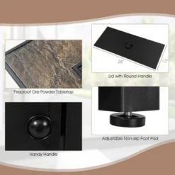 Tangkula 7PCS Patio Rattan Furniture Set 42" Fire Pit Table W/ Cover Cushioned -Beauty house GUEST f00df011 496a 4ed2 86d6 9b005ca275b2