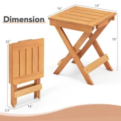 Tangkula Outdoor Folding Side Table Hardwood Patio Bistro Table W/ Slatted Tabletop & X-shaped Legs -Beauty house GUEST f032ed28 9910 42c3 9508 76d1c24fe16d