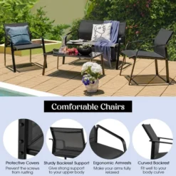 Tangkula 4PCS Patio Conversation Futniture Set W/ Fabric And Anti-Rust Steel Frame -Beauty house GUEST f03b079b 0550 486b 94ac 82baf680f604