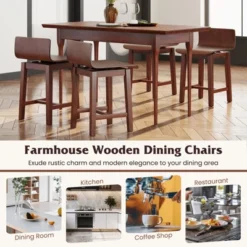 Tangkula Swivel Dining Chair Set Of 2 Farmhouse Wooden Kitchen Chairs Armless Side Chairs -Beauty house GUEST f047d46d 29b5 4364 ae0c f0307567aaca