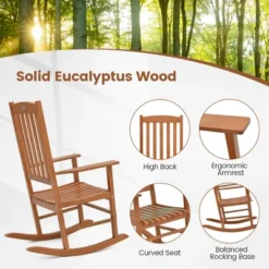 Tangkula 2 Pieces Patio Rocking Chair W/ 400 Lbs Weight Capacity Eucalyptus Wood Porch Rocker -Beauty house GUEST f0f5022d 9162 43f5 bee7 dc2705de000d
