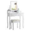 Tangkula Rotatable Mirror Vanity Set Makeup Dressing Table And Stool W/ 5 Drawers -Beauty house GUEST f0f8fe4e 9c09 4a12 b674 b3d68c51f7ee