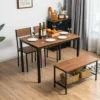 Tangkula 4PCS Dining Table Set Kitchen Table With Bench And Chairs Industrial Gathering Bench Dining Set Brown/Grey -Beauty house GUEST f14e7e9b 2447 47e7 b764 8ace4bf34ee4