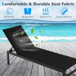 Tangkula Patio Chaise Lounge Adjustable Lounge Chair W/ 6-Position Backrest Black -Beauty house GUEST f163bcb4 b81f 4d98 a387 22af0b8f5734