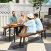 Tangkula Outdoor Folding Bench Set Of 2 55 Inches Long 2-3 Person Acacia Wood Backless Patio Dining Bench -Beauty house GUEST f1b2f365 b9bb 4eb3 b29a 53646cd56f77