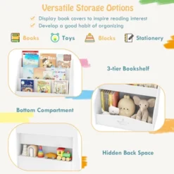 Tangkula Kids Bookshelf 4-Tier Wooden Bookcase Toy Storage Organizer Montessori Bookshelf -Beauty house GUEST f1c57c2e 89dc 4d68 9482 47bde9ad676c