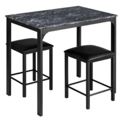 Tangkula 3 Pieces Counter Height Table Set 2 Chairs Bar Dining Room Faux Marble -Beauty house GUEST f2810051 c441 4050 8762 c9697134aa8b