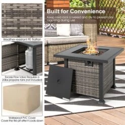 Tangkula 9 Pieces Outdoor Patio Furniture Set W/ 32" Propane Fire Pit Table Sectional Sofa Set W/ Storage Box Black/Gray/Navy/Red/Turquoise/Off White -Beauty house GUEST f282d006 fe83 4cd6 a68c bda303f72c99