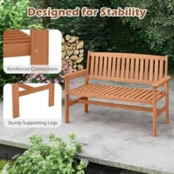 Tangkula 2-Person Patio Loveseat Garden Bench W/Slatted Backrest & Comfortable Armrests -Beauty house GUEST f2877ba1 775e 43ca a870 4279a7a196c4