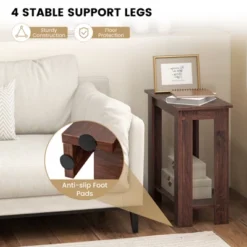 Tangkula Wood End Table 2-tier Rectangular Side Table Home Accent Table W/ Storage Shelf Small Night Stands Sofa Side Coffee Table Mahogany/White -Beauty house GUEST f2921eee 5a4c 4b28 8e72 066557d96120