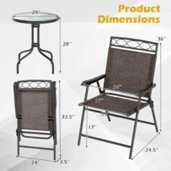 Tangkula 3 Pieces Bistro Set Outdoor Furniture Set With Tempered Glass Table Umbrella Hole -Beauty house GUEST f2c04a81 5d56 4fec ba88 185b7642b0f1