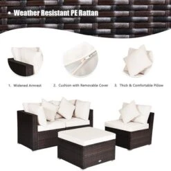 Tangkula 4PCS Rattan Patio Sofa Conversation Set Outdoor Furniture Set W/ Cushion -Beauty house GUEST f2c8ea15 a1fe 4bee b40f 58cf74565811