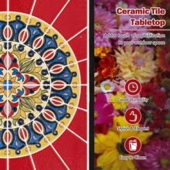 Tangkula 2PCS Mosaic Outdoor C-Shaped End Table W/ Ceramic Tile Top Sturdy Metal Frame -Beauty house GUEST f2de758e 343d 442c b131 9dfbd7b466a5