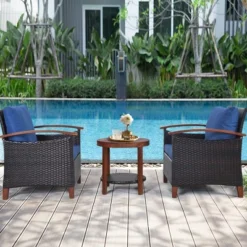 Tangkula 3PCS Patio Wicker Rattan Conversation Set Outdoor Furniture Set W/ Cushion -Beauty house GUEST f312854d bb44 4135 84e5 711343197e7e