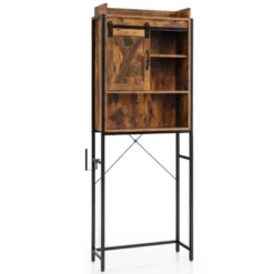 Tangkula Over The Toilet Freestanding Storage Rack Bathroom W/ Slipping Barn Door -Beauty house GUEST f331f393 665c 44e1 b73f 6586440f5ab8