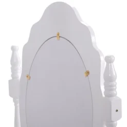 Tangkula White Vanity Mirror Wood Makeup Dressing Table Stool Set White (Mirror, 3 Drawers, Stool) -Beauty house GUEST f337c7f2 588e 40e3 a956 eecaddfc7ac2