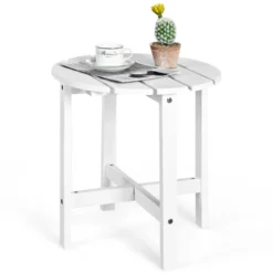 Tangkula 18’’ Outdoor Round Side Table Wooden Coffee Table Suitable For Garden Patio Balcony White/Gray/Black -Beauty house GUEST f359f0dc 58a7 4ecb a7db 9d79f28323bb