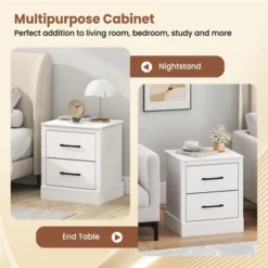 Tangkula Farmhouse Nightstand Set Of 2 Wood Bedside Table With 2 Storage Drawers Compact Floor Night Stand End Table White Accent Sofa Side Table -Beauty house GUEST f39d3c8d 58df 423e aca2 3e97a3d6e1b7