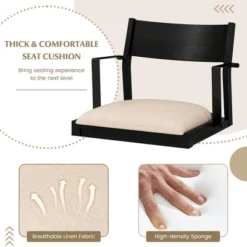 Tangkula Dining Chair W/ Arms Set Of 4 Modern Kitchen Chairs W/ Contoured Backrest Black & Beige -Beauty house GUEST f3d74be4 608e 4452 bfec 23a6c2ceb4eb