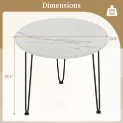 Tangkula Small Round Coffee Table W/ Thickened Tabletop & Metal Tripod Legs Faux Marble White -Beauty house GUEST f3fb6905 dfe0 4af2 a7b9 fb43fef819f2