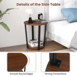 Tangkula Industrial End Table Sofa Side Table Set Ot 2 Nightstand W/ Storage Shelf -Beauty house GUEST f3fdd29d 5c73 466b a103 3c19b33e1906