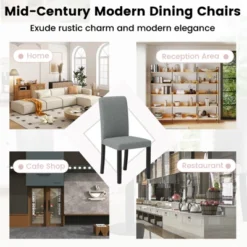 Tangkula Dining Chair Set Of 4 Mid-Century Modern Fabric Upholstered Parson Chairs -Beauty house GUEST f4857363 50e5 46eb 84b8 b361982422cf