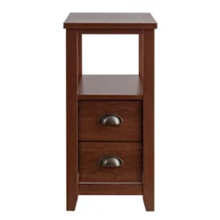 Tangkula 2-Piece Retro Side End Table Rectangular Nightstand With 2 Drawers & Shelf Coffee/Brown -Beauty house GUEST f49833cd 9799 491b b63e 3a8c2c199058