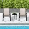 Tangkula Set Of 4 Metal Rocking Chair Heavy-Duty Rocker Outdoor Anti-Slip Brown Patio