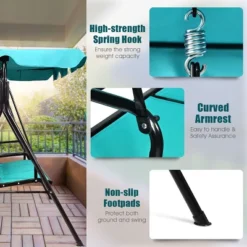 Tangkula Outdoor Swing Canopy Patio Swing Chair 3 Person Canopy Hammock Blue -Beauty house GUEST f5b68f30 54a4 4467 8ca6 da1c3903c283