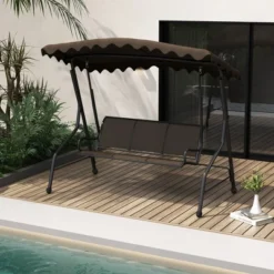 Tangkula 3-Seat Outdoor Swing, Porch Canopy Swing W/ Adjustable Shading Breathable Seat -Beauty house GUEST f5bbd34a 368f 42ce a152 7fe211c2ae63