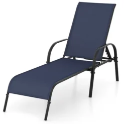 Tangkula Outdoor Lounge Chair Patio Chaise Lounge With Adjustable Backrest Reclining Pool Lounge Chair For Outside With Heavy Duty Steel Frame Navy -Beauty house GUEST f6d17ec3 b9bb 47c7 a29c bb97a3ae033a