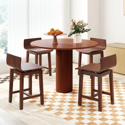 Tangkula Swivel Dining Chair Set Of 4 Farmhouse Wooden Kitchen Chairs Armless Side Chairs 4 Tangkula Swivel Dining Chair Set Of 4 Farmhouse Wooden Kitchen Chairs Armless Side Chairs - Image 2