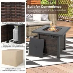 Tangkula 9PCS Furniture Set W/ 32" Fire Pit Table 50,000 BTU Square Propane Fire Pit Patio Navy -Beauty house GUEST f70988a5 2e6c 4354 adfc ec2448b86ca5 1