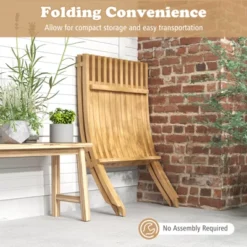 Tangkula Folding Patio Chair Teak Wood Outdoor Lounge Chair W/ Slatted Seat & Backrest -Beauty house GUEST f722a50d b0ad 4ee3 a565 d1bff1845b69