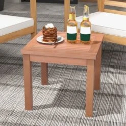 Tangkula 2PCS Outdoor Adirondack Side Table 18" Square End Table W/ Slatted Tabletop