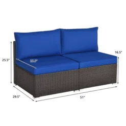 Tangkula 2PCS Patio Sectional Armless Sofas Rattan Furniture Set Outdoor W/ Cushions -Beauty house GUEST f76689e4 b497 43fe a634 3732a1381b85